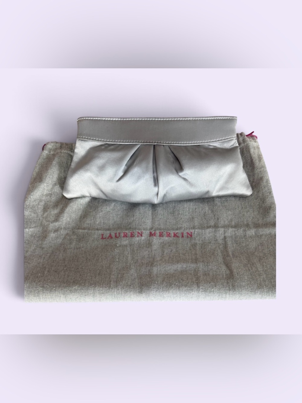Lauren Merkin Silver Satin Pleated Clutch
Handbag Women’s